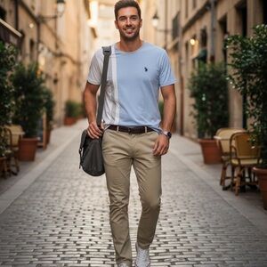 U.S. Polo Assn. Light Blue and White Men's Polo Shirt